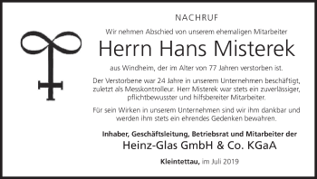 Anzeige von Hans Misterek von MGO