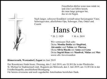 Anzeige von Hans Ott von MGO