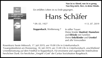 Anzeige von Hans Schäfer von MGO