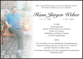 Anzeige von Hans Jürgen Weber von MGO