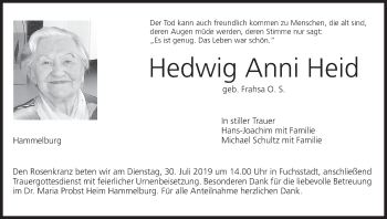 Anzeige von Hedwig Anni Heid von MGO