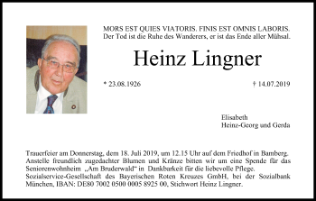 Anzeige von Heinz Lingner von MGO