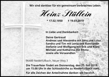 Anzeige von Heinz Stüllein von MGO
