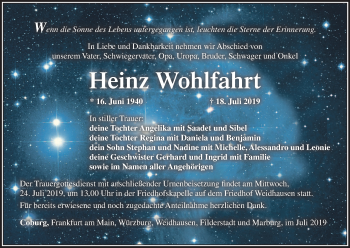 Anzeige von Heinz Wohlfahrt von MGO