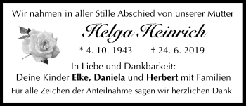 Anzeige von Helga Heinrich von MGO