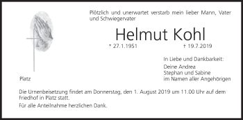 Anzeige von Helmut Kohl von MGO