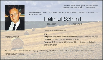 Anzeige von Helmut Schmitt von MGO