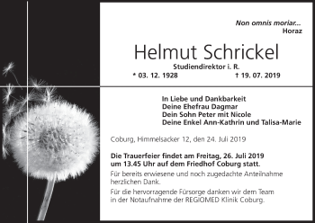 Anzeige von Helmut Schrickel von MGO