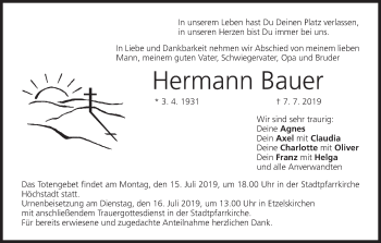 Anzeige von Hermann Bauer von MGO