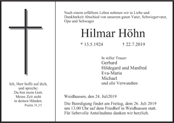 Anzeige von Hilmar Höhn von MGO