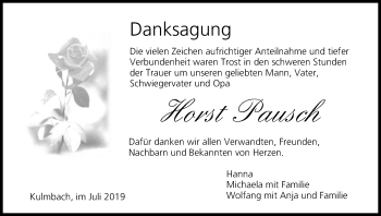 Anzeige von Horst Pausch von MGO