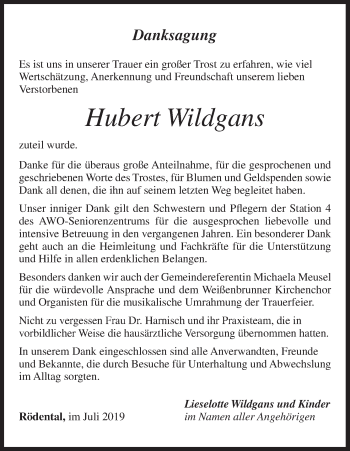 Anzeige von Hubert Wildgans von MGO