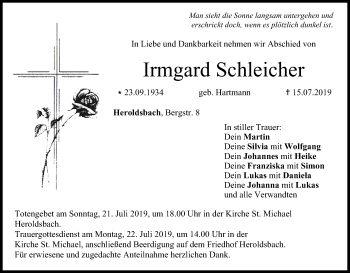 Anzeige von Irmgard Schleicher von MGO