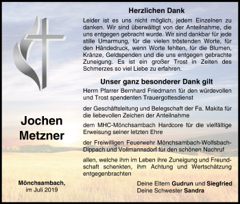 Anzeige von Jochen Metzner von MGO
