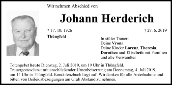 Anzeige von Johann Herderich von MGO