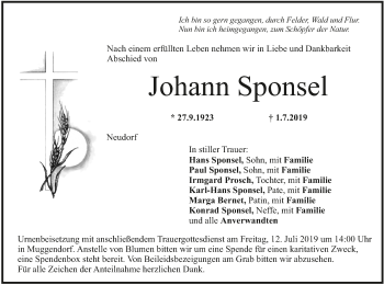 Anzeige von Johann Sponsel von MGO