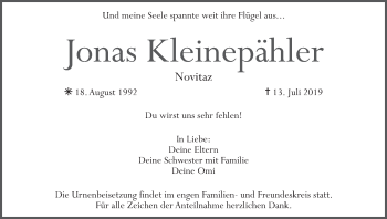 Anzeige von Jonas Kleinepähler von MGO