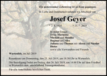 Anzeige von Josef Geyer von MGO