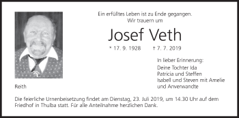 Anzeige von Josef Veth von MGO