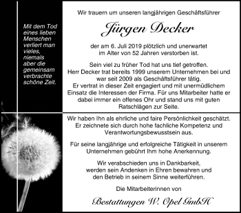 Anzeige von Jürgen Decker von MGO