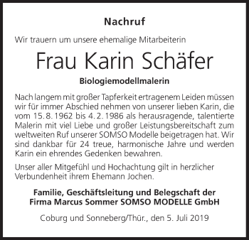 Anzeige von Karin Schäfer von MGO