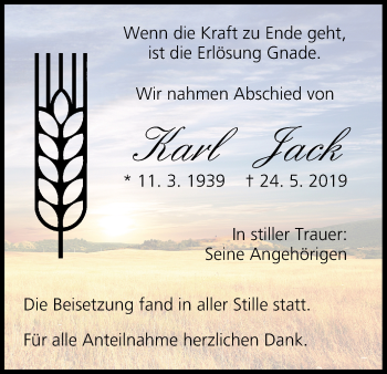Anzeige von Karl Jack von MGO