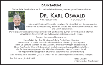 Anzeige von Karl Oswald von MGO