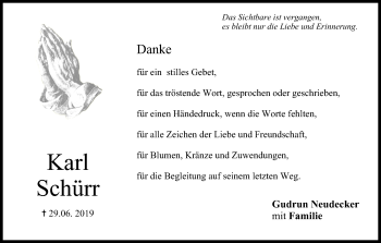 Anzeige von Karl Schürr von MGO
