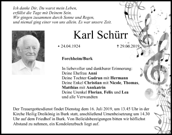 Anzeige von Karl Schürr von MGO