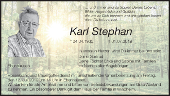 Anzeige von Karl Stephan von MGO