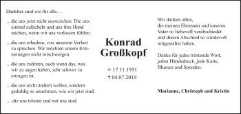Anzeige von Konrad Großkopf von MGO