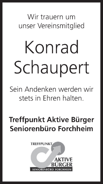 Anzeige von Konrad Schaupert von MGO