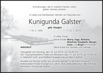 Anzeige von Kunigunda Galster von MGO
