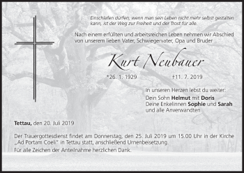 Anzeige von Kurt Neubauer von MGO