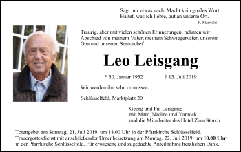 Anzeige von Leo Leisgang von MGO