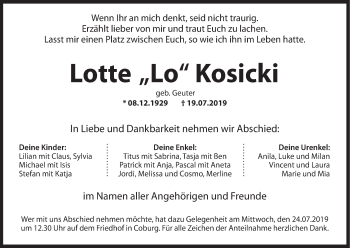Anzeige von Lotte Kosicki von MGO