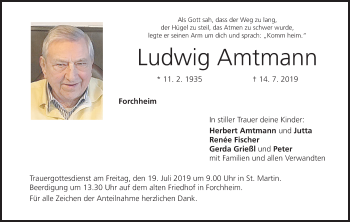 Anzeige von Ludwig Amtmann von MGO