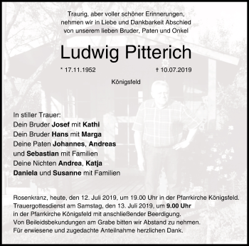 Anzeige von Ludwig Pitterich von MGO