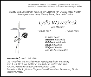 Anzeige von Lydia Wawrzinek von MGO