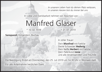 Anzeige von Manfred Glaser von MGO