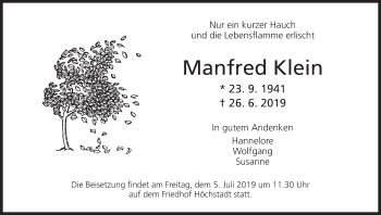 Anzeige von Manfred Klein von MGO