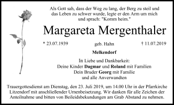 Anzeige von Margareta Mergenthaler von MGO