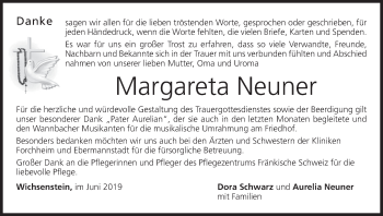 Anzeige von Margareta Neuner von MGO
