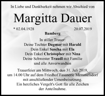 Anzeige von Margitta Dauer von MGO