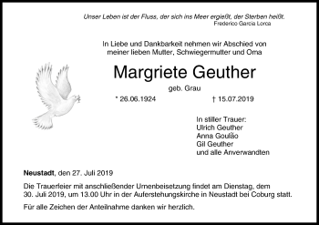 Anzeige von Margriete Geuther von MGO