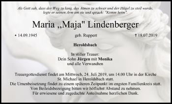 Anzeige von Maria Lindenberger von MGO