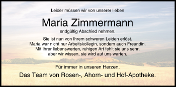 Anzeige von Maria Zimmermann von MGO