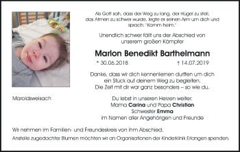 Anzeige von Marlon Benedikt Barthelmann von MGO