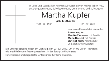 Anzeige von Martha Kupfer von MGO