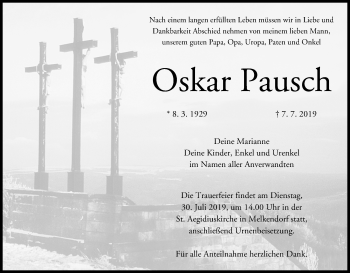 Anzeige von Oskar Pausch von MGO